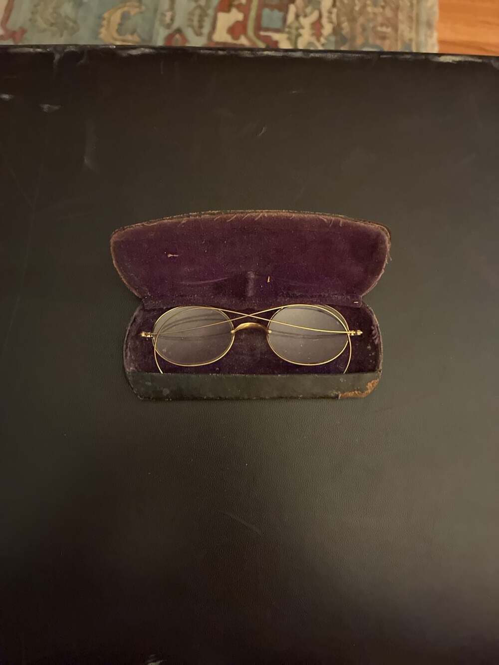 Antique Late 1800s Wire Rim Spectacles Original Case inscribed Dr. J. C. Mosshar